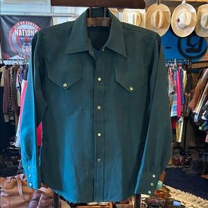 Western Pearlsnap Dark Green Button-Up Shirt Handmade